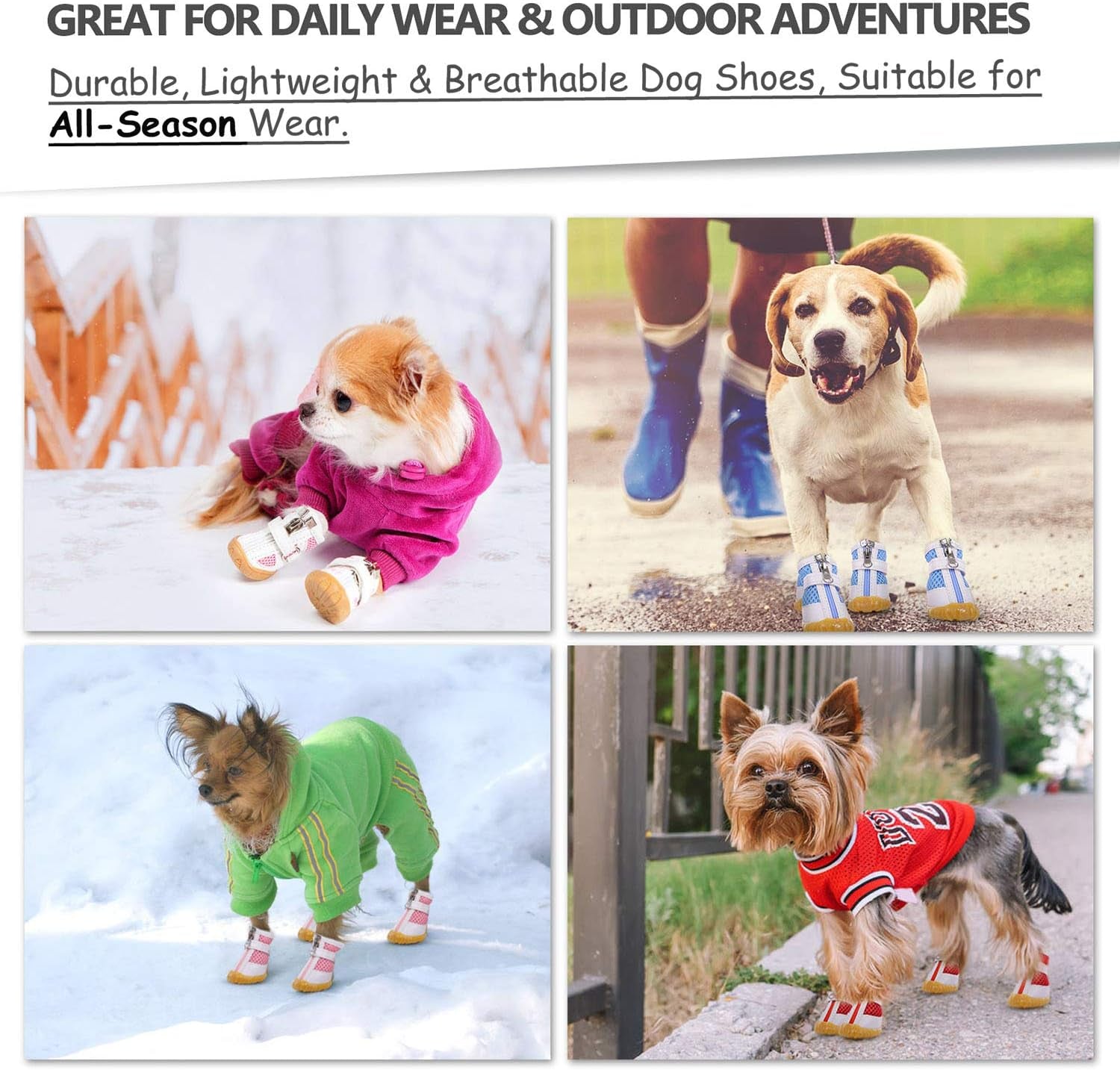 Mesh Dog Boots, Breathable Puppy Booties Sandals with Anti-Slip Sole and Zipper, Dog Shoes for Hot Pavement, Durable Pet Paw Protector