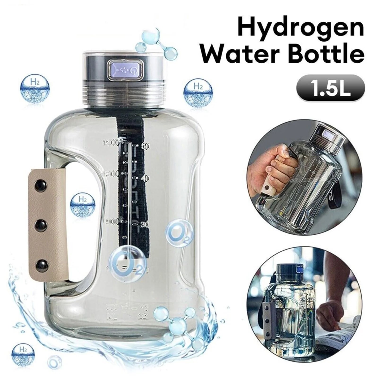 Hydrogen Water Generator - 1500mL Portable Drop-Proof Sports Water Bottle for Optimal Hydration